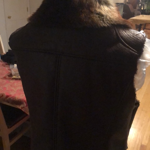 Members Only  size XL brown faux leather & fur zip front moto style pockets - Picture 15 of 15